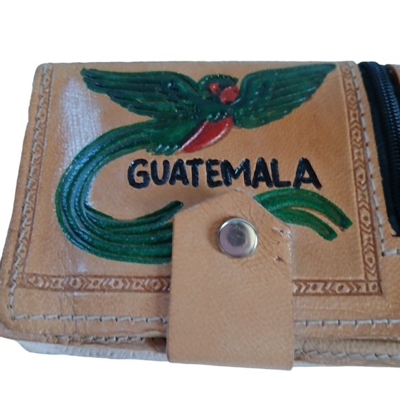 Guatemala Tourist Wallet Leather Embossed Hand Painted Crafts Mexico Unisex - Picture 5 of 14